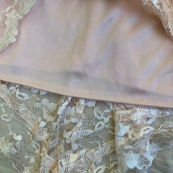 JCPenney Vintage 80s Lace Slip Dress Drop Waist Bias Cut Handkerchief Hem Peach - Picture 16 of 16